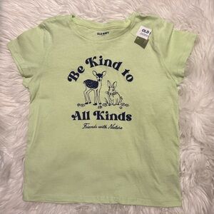 Old Navy Girls Graphic Tee Shirt Size L 10-12 Light Green NWT